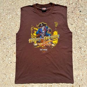 Vintage Harley Davidson Bahamas Blackbeard’s Revenge Sleeveless Shirt Mens Large